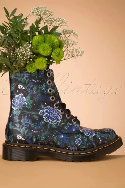 Dr. Martens 1460 Pascal Backhand Mystic Garden Bloemenlaarzen In Zwart>Vrouwen Booties & Laarzen