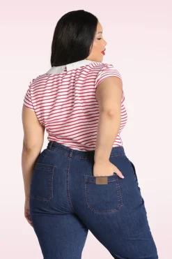 Bunny Ahoy Blouse In Wit En Rood><noscript><img width=