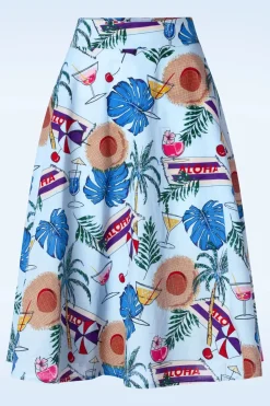 Banned Retro Aloha Swing Rok In Blauw>Vrouwen Rokken
