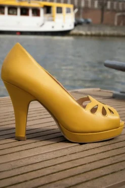 Lola Ramona u2665 Topvintage Angie Monaco Peeptoe Pumps In Mango Mojito><noscript><img width=