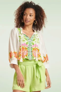 Smashed Lemon Anika Floral Top In Wit>Vrouwen Blouses
