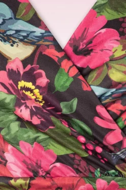 Vintage Chic for Topvintage Aria Floral Bird Print Swing Jurk In Zwart><noscript><img width=