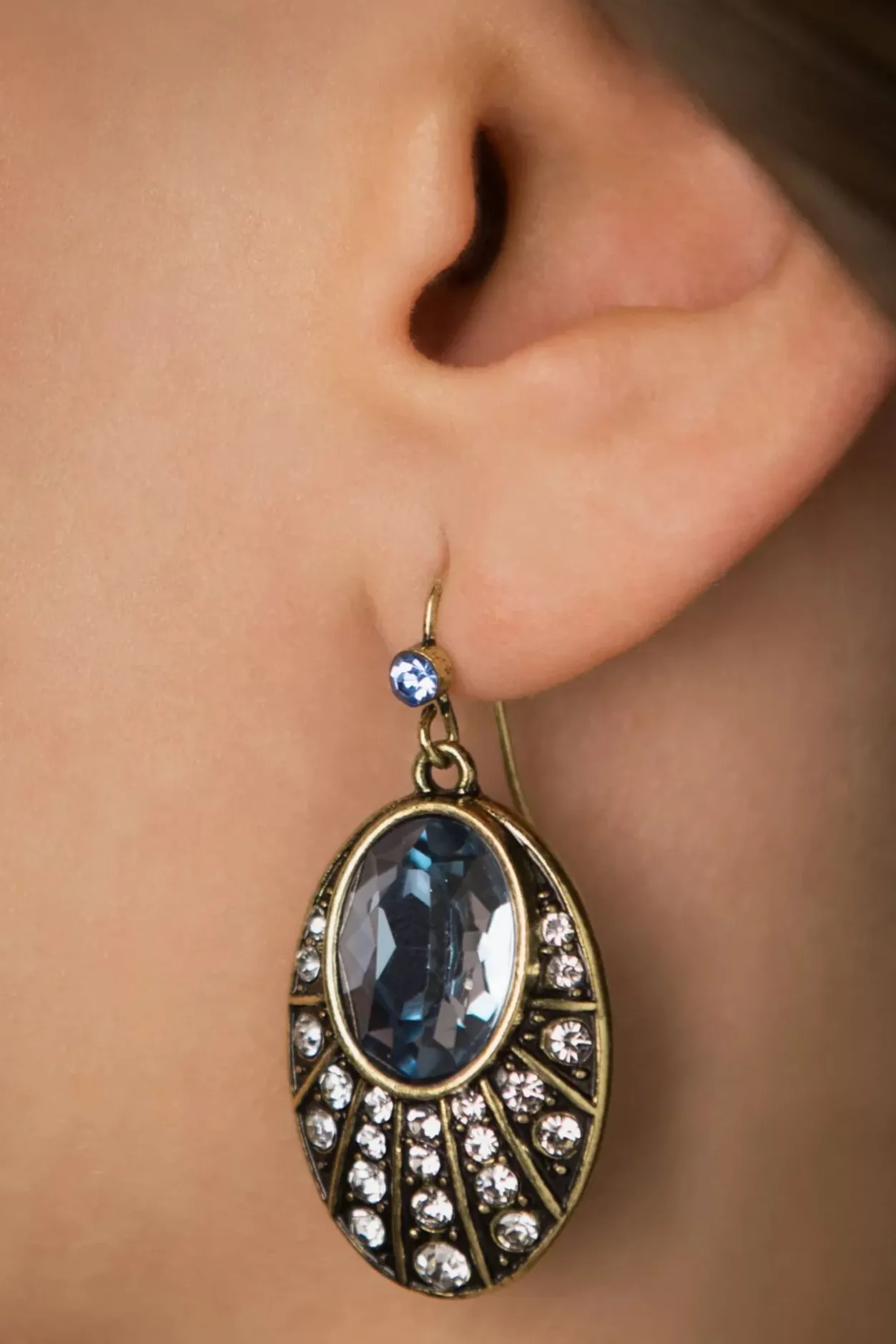 Lovely Art Deco Ovale Oorbellen In Blauw>Vrouwen Sieraden