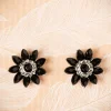 Lovely Audrey Jet Flower Stud Oorbellen In Zwart En Zilver>Vrouwen Sieraden