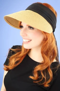 Amici Augusta Strohoed Met Klep In Naturel En Zwart>Vrouwen Hoeden & Fascinators