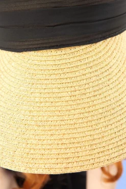 Amici Augusta Strohoed Met Klep In Naturel En Zwart><noscript><img width=