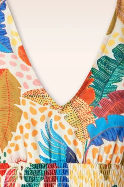 Traffic People Aurora Tropical Midi Jurk In Multi><noscript><img width=