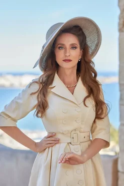 Miss Candyfloss Azelia May Linnen Overcoat Jurk In Creme>Vrouwen Jassen