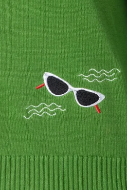 Banned Retro Beach Glasses Cardigan In Groen><noscript><img width=