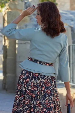 Miss Candyfloss Bertha Minty Linnen Blazer In Dusty Mint>Vrouwen Jassen