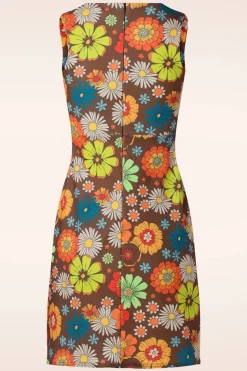 Vintage Chic for Topvintage Betty Bloemen Jurk In Bruin>Vrouwen Plus Size Jurken