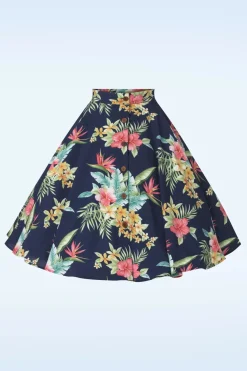 Rock N Romance Beverly Button Swing Rok In Honolulu Navy>Vrouwen Rokken