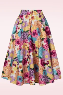 Banned Retro Bloemen Swingrok In Roze><noscript><img width=