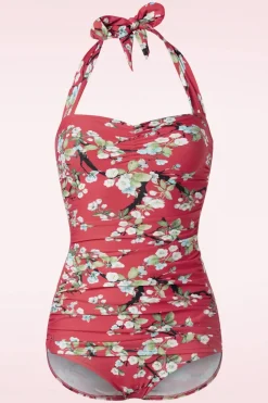 Esther Williams Blossom One Piece Halter Badpak In Rood>Vrouwen Badpakken