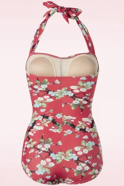 Esther Williams Blossom One Piece Halter Badpak In Rood>Vrouwen Badpakken