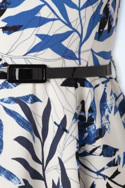Vintage Chic for Topvintage Blue Leaf Swingjurk In Wit><noscript><img width=