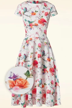 Vintage Chic for Topvintage Blythe Birds Swing Jurk In Wit>Vrouwen Plus Size Jurken