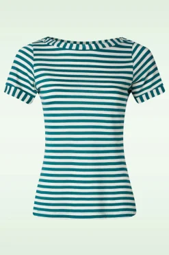 King Louie Boatneck Top Chopito Stripe In Ponderosa Groen>Vrouwen T-Shirts