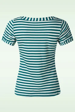 King Louie Boatneck Top Chopito Stripe In Ponderosa Groen>Vrouwen T-Shirts