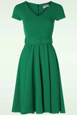 Vintage Chic for Topvintage Bonnie Swing Jurk In Smaragdgroen>Vrouwen Plus Size Jurken