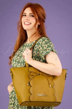 Vixen Bow Front Geschulpte Shopper Tas Mosterd Geel>Vrouwen Tassen