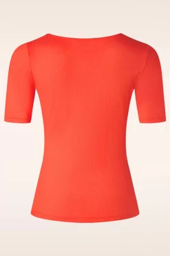 King Louie Carice Uni Rib Top In Zon Oranje><noscript><img width=