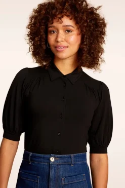 King Louie Carina Ecovero Lichte Blouse In Zwart>Vrouwen Blouses