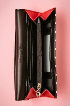 Banned Retro Carla Bow Polka Portemonnee In Zwart En Rood><noscript><img width=