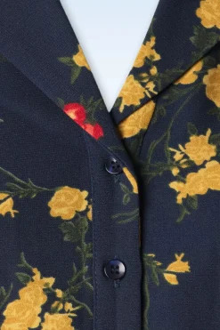 Collectif Clothing Caterina Bloom Shirt In Marineblauw><noscript><img width=