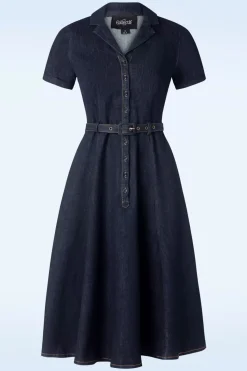 Collectif Clothing Caterina Denim Swing Jurk In Blauw>Vrouwen Effen Jurken