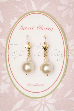 Sweet Cherry Champagne Parel Oorbellen In Goud En Ivoor>Vrouwen Sieraden