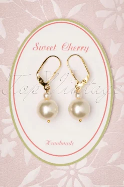 Sweet Cherry Champagne Parel Oorbellen In Goud En Ivoor><noscript><img width=