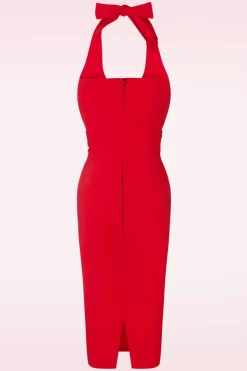 Vintage Chic for Topvintage Cher Halter Pencil Jurk In Rood>Vrouwen Plus Size Jurken