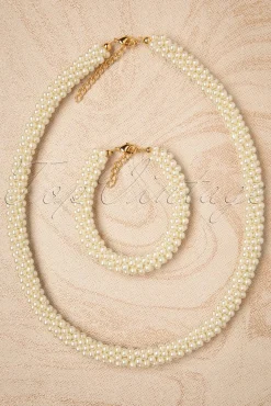 Topvintage Boutique Collection Chunky Parelketting In Ivoor><noscript><img width=