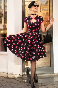 Bunny Confetti Swing Jurk In Zwart>Vrouwen Plus Size Jurken