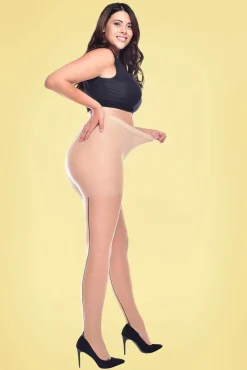 Pamela Mann Curvy Super Stretch Jive Panty In Neutraal Ivoor En Zwart>Vrouwen Panty's