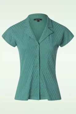 King Louie Dani Manelli Jacquard Blouse In Smoke Groen>Vrouwen Blouses