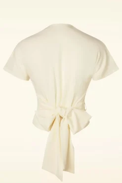 Rock N Romance Darla Wikkelblouse Met Korte Mouwen In Antiek Wit>Vrouwen Blouses