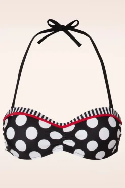 Belsira Debra Halterbikinitop Met Polkadotstrepen In Zwart En Wit>Vrouwen Bikini's
