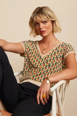 King Louie Deep V Top Indy In Creme>Vrouwen Truitjes