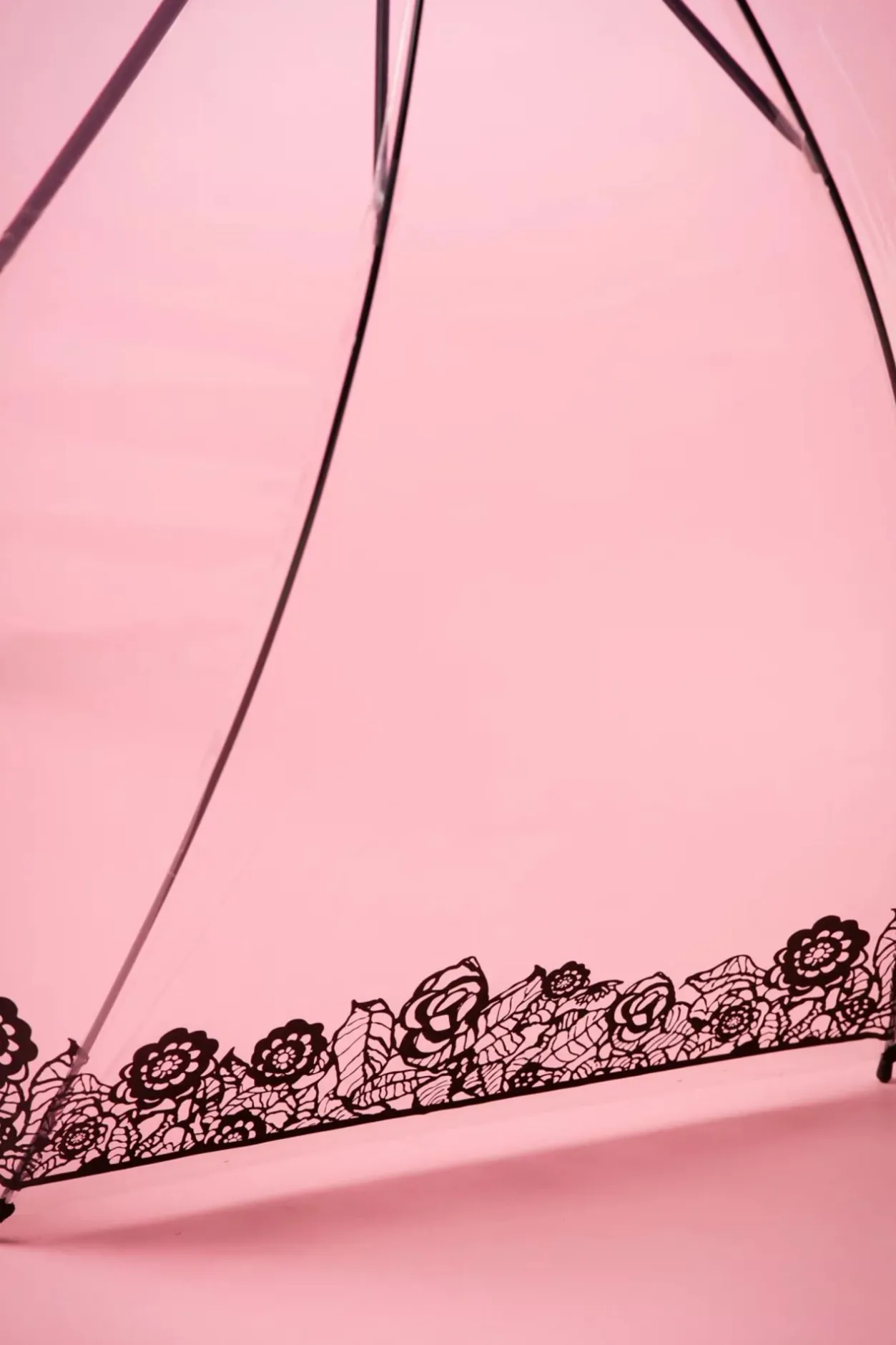 So Rainy Dentelle Flower Transparante Koepelparaplu In Zwart>Vrouwen Paraplu's