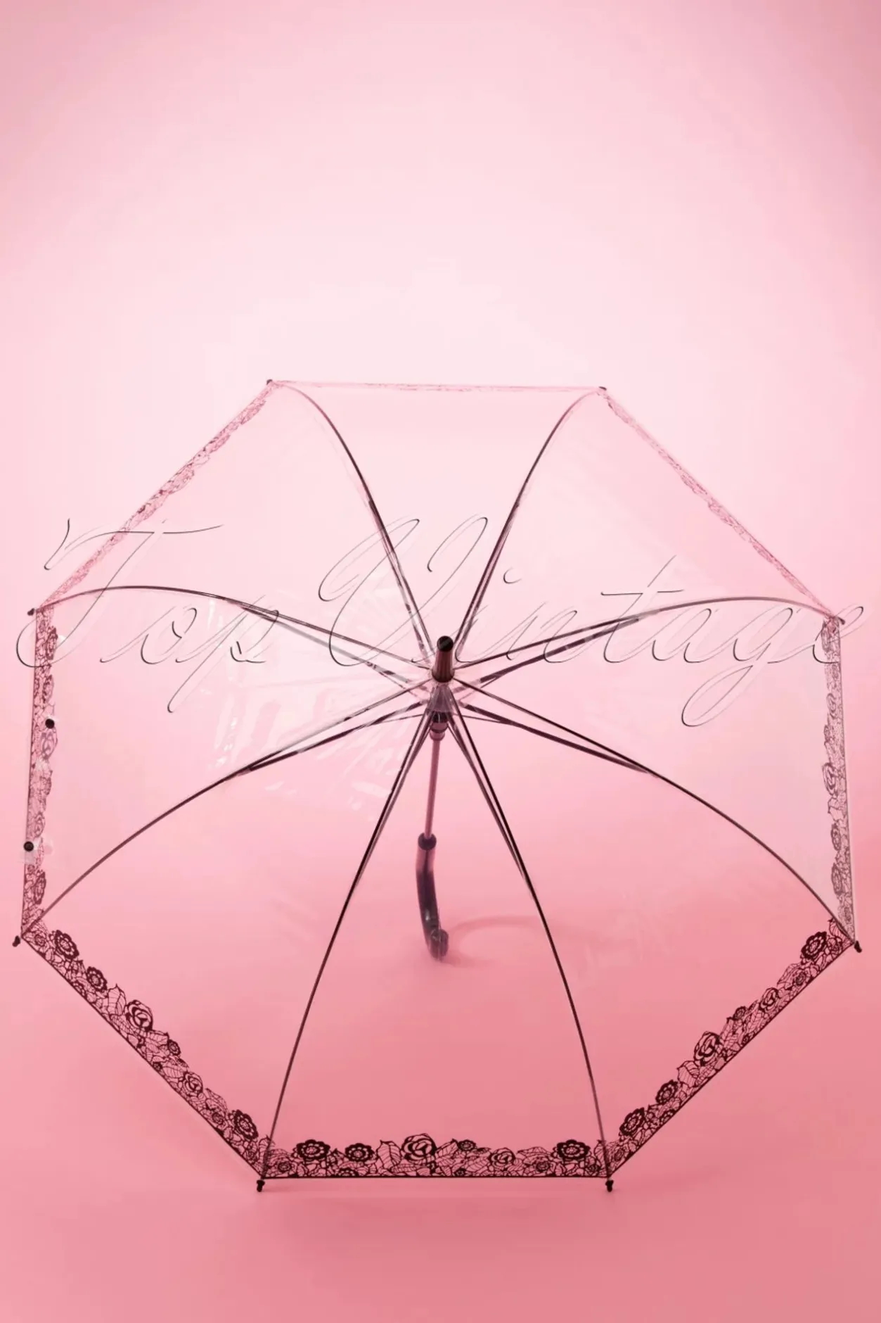 So Rainy Dentelle Flower Transparante Koepelparaplu In Zwart>Vrouwen Paraplu's