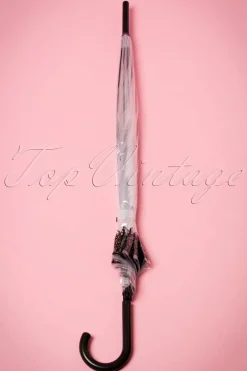 So Rainy Dentelle Flower Transparante Koepelparaplu In Zwart><noscript><img width=