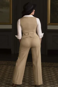 Glamour Bunny Business Babe Diadora Pantalon In Beige>Vrouwen Broeken