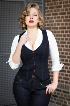 Rock-a-Booty Dianne Gilet In Denim Blauw>Vrouwen Jassen
