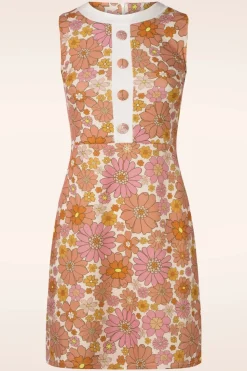 Vintage Chic for Topvintage Donna Bloemen Jurk In Roze En Orange>Vrouwen Plus Size Jurken