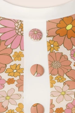 Vintage Chic for Topvintage Donna Bloemen Jurk In Roze En Orange><noscript><img width=