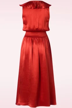 Traffic People Edith Frills Jurk In Roestrood>Vrouwen Midi Jurken