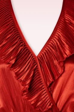 Traffic People Edith Frills Jurk In Roestrood>Vrouwen Midi Jurken