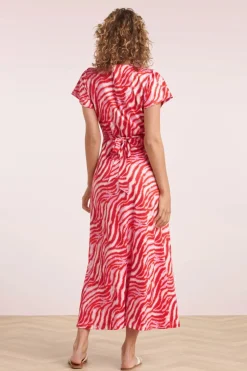 Smashed Lemon Elena Maxi Jurk In Roze En Rood><noscript><img width=